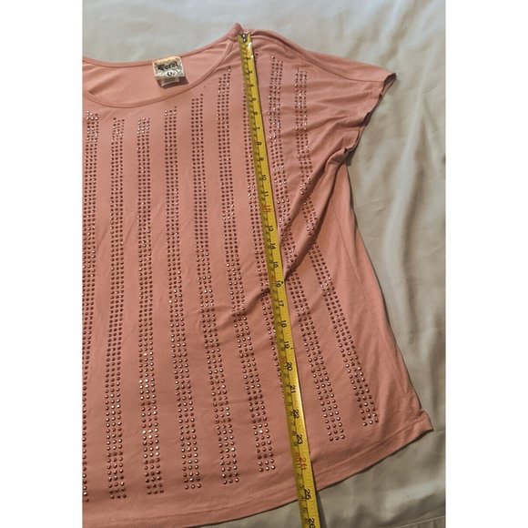 Women’s Vocal Studded Rhinesone Shirt Top In Pink Size Medium Made In USA - Picture 5 of 9